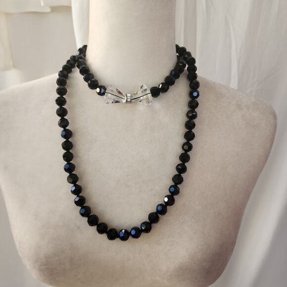 HEIDI DAUS "Full Of Possibilities" black Necklace Swarovski Crystal Long Bow - Picture 10 of 10